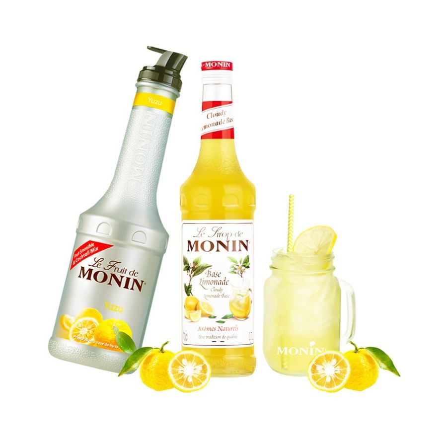 Monin Cloudy Lemonade Base 700 ml + Monin Le Fruit Yuzu -frugtpuré 1 l