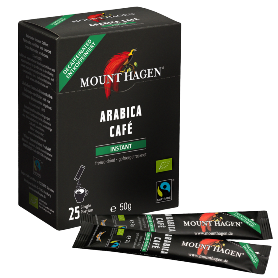 Mount Hagen koffeinfri instantkaffe, 25 x 2 g portionsposer