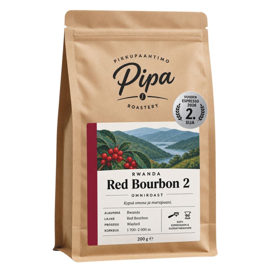 Pikkupaahtimo Pipa Rwanda Red Bourbon 2 200 g kaffebønner