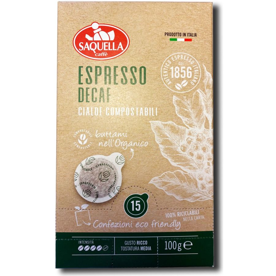 Saquella Saquella Espresso Decaf koffeinfri espresso pods 15 stk
