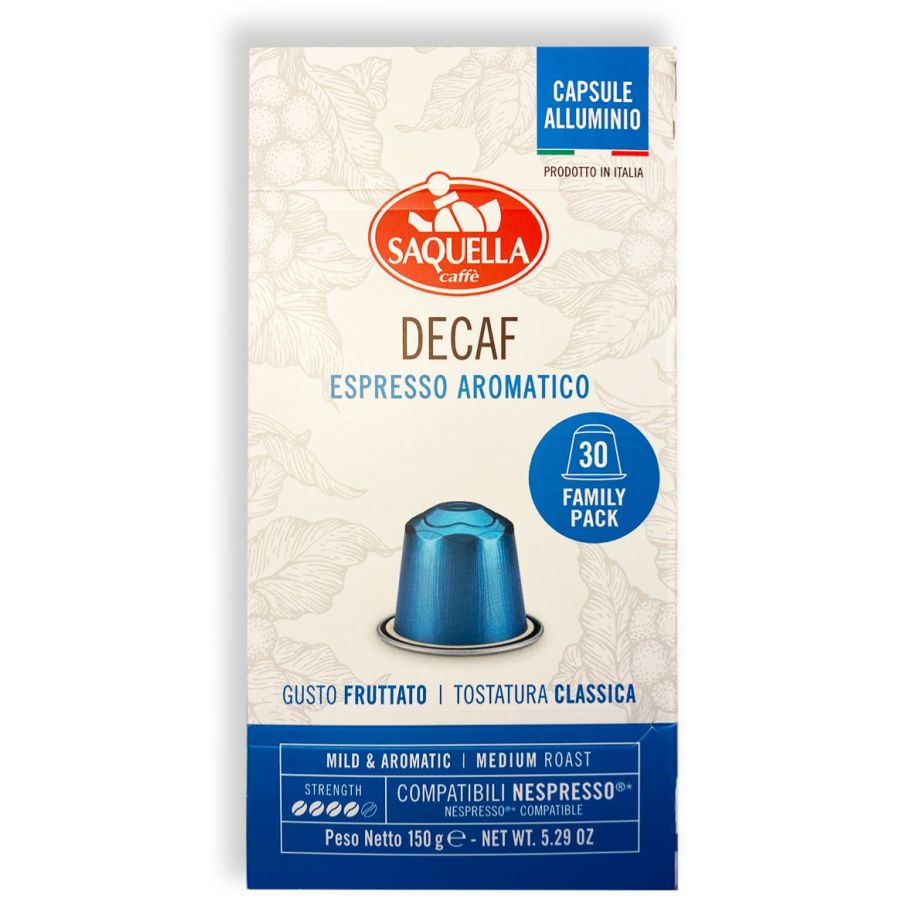 Saquella Saquella NEW Espresso Decaf Nespresso-kompatible koffeinfri kaffekapsler 30 stk