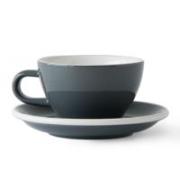 Acme Medium Cappuccino Cup 190 ml + Saucer 14 cm, Dolphin Grey