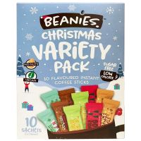 Beanies Christmas Variety Pack smagsat instant kaffe, 10 portionspakker