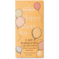 Café-Tasse Happy Birthday mælkechokolade & karameliserede hasselnødder 85 g
