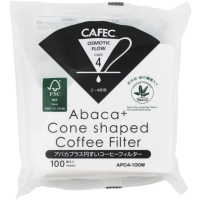 CAFEC Abaca+ Cone Shaped Coffee Filter kaffefilterpapir 4 kopper, hvid 100 stk