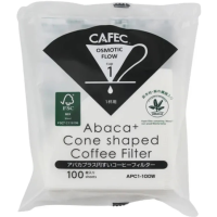 CAFEC Abaca+ Cone Shaped Coffee Filter filterpapir 1 kop, hvid 100 stk.