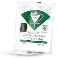 CAFEC Abaca+ Cone Shaped Coffee Filter filterpapir 1 kop, hvid 40 stk.