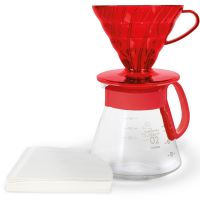 Hario V60 Dripper & Server Set -kaffesæt størrelse 02, Desert Red