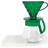 Hario V60 Dripper & Server Set -kaffesæt størrelse 02, Bamboo Green
