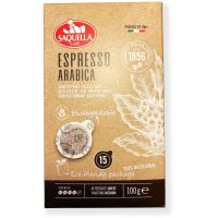 Saquella Espresso 100 % Arabica espresso pods 15 stk.