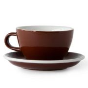 Acme Large Latte Cup 280 ml + Saucer 15 cm, Weka Brown