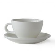 Acme Medium Cappuccino Cup 190 ml + Saucer 14 cm, Milk White