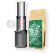 AeroPress Go stempelkande + permanent stålfiler + Crema Brazil 250 g