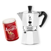 Bialetti Moka Express 6 kop espressokande + Lucaffé Classic 250 g malet kaffe