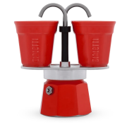 Bialetti Mini Express 2-kops espressokande + 2 kopper, rød