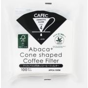 CAFEC Abaca+ Cone Shaped Coffee Filter kaffefilterpapir 4 kopper, hvid 100 stk