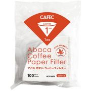 CAFEC ABACA Cone-Shaped Filter Paper 1 Cup, White 100 pcs