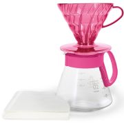 Hario V60 Dripper & Server Set -kaffesæt størrelse 02, Flamingo pink