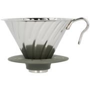 Hario V60 Outdoor Size 02 Metal Dripper With Silicone Base, Smokey Green