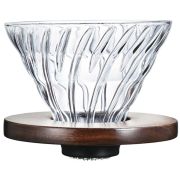 Hario V60 Walnut Wood Dripper størrelse 02 filterholder i glas