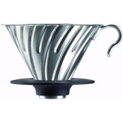 Hario V60 Steel Dripper størrelse 02 filterholder i stål med silikonebase