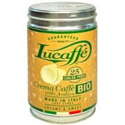 Lucaffé Crema Caffè Bio 100 % Arabica espresso pods 25 stk. i en dåse