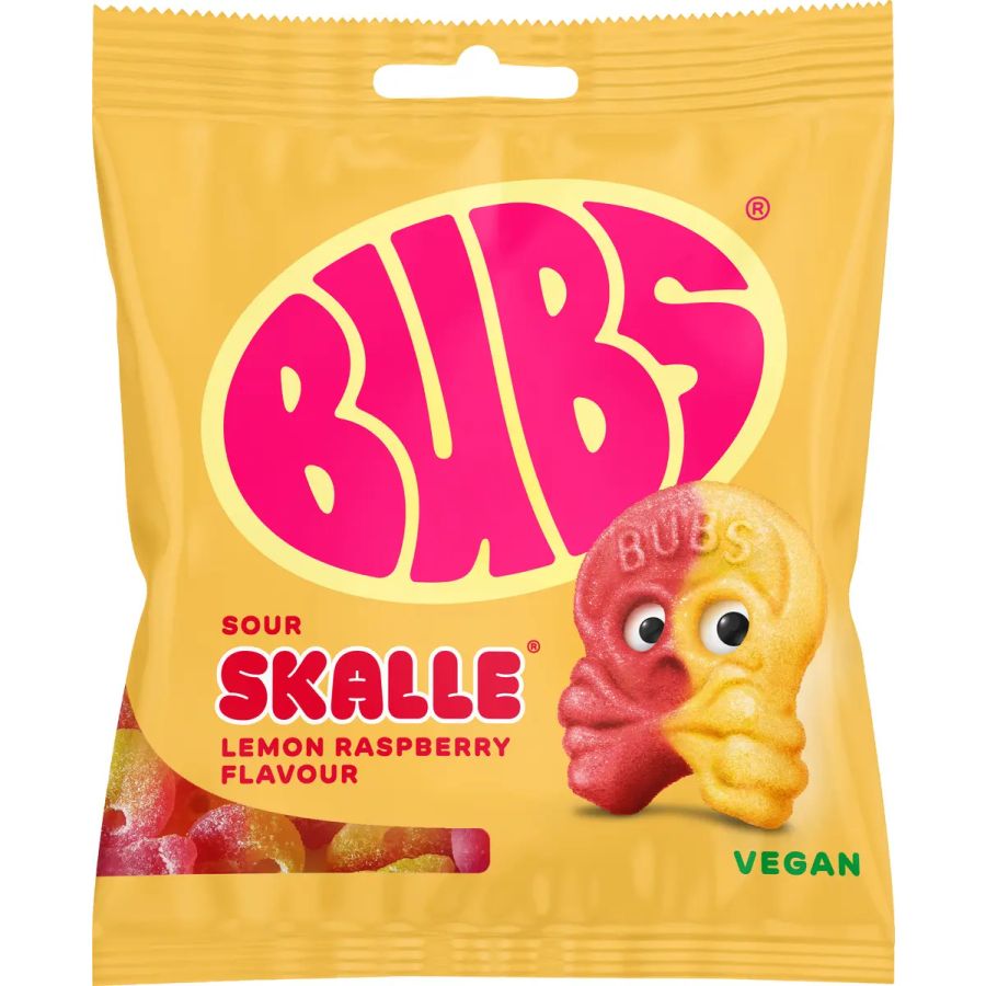 BUBS Sour Lemon Raspberry Mini Skalle 155 g