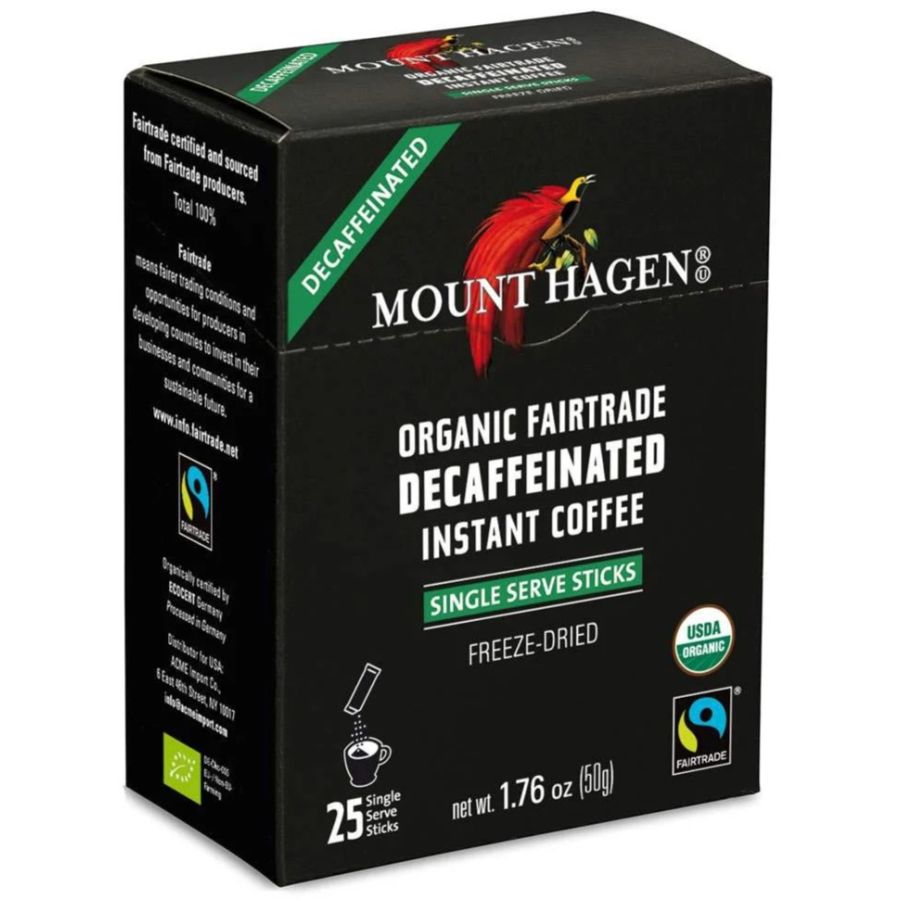 Mount Hagen koffeinfri instantkaffe, 25 x 2 g portionsposer